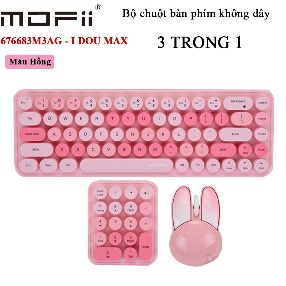 Bàn phím chuột không dây 3 trong 1 hình thỏ Kute chính hãng Mofii SMK676683M3AG - Phụ Kiện Điện Tử Việt Nam