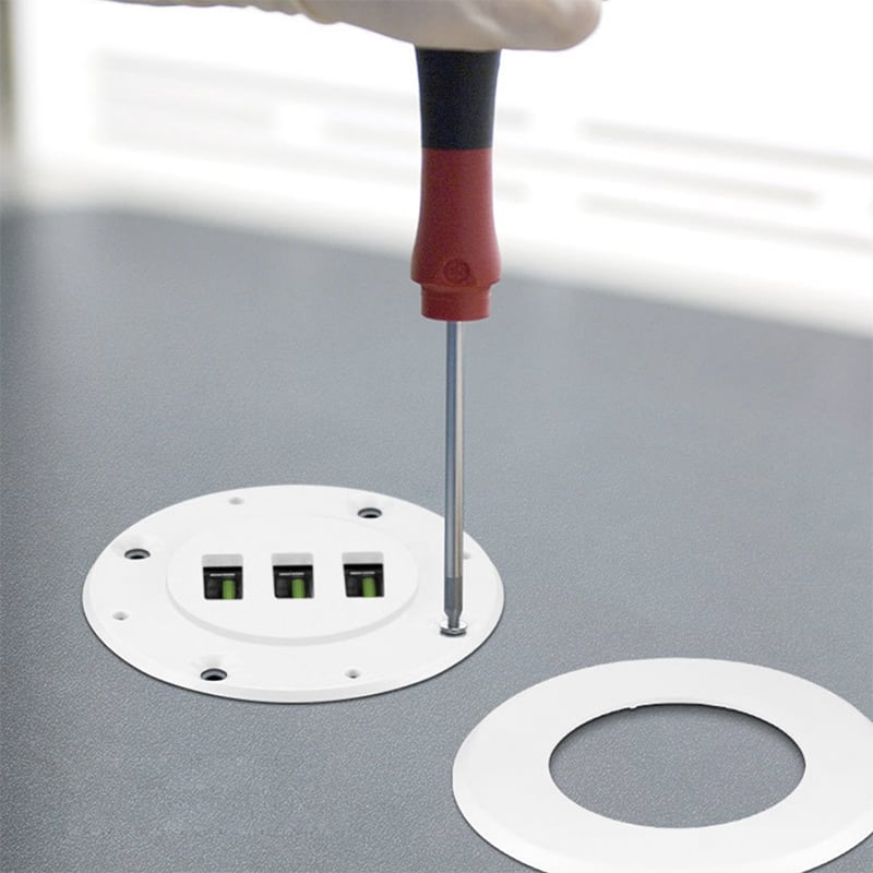 Ổ cắm sạc 3 cổng USB 5V 2.1A lắp mặt bàn âm sàn 1.5 mét (đen và trắng) - Phụ Kiện Điện Tử Việt Nam nguon sac con usb 5v-2a lap mat ban