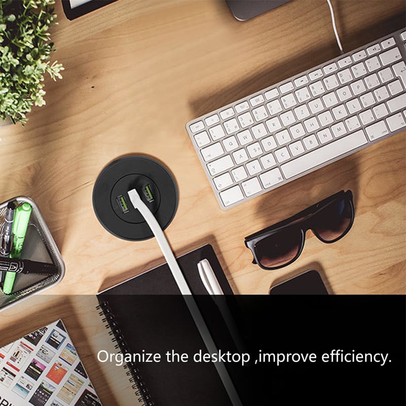 Ổ cắm sạc 3 cổng USB 5V 2.1A lắp mặt bàn âm sàn 1.5 mét (đen và trắng) - Phụ Kiện Điện Tử Việt Nam nguon sac con usb 5v-2a lap mat ban