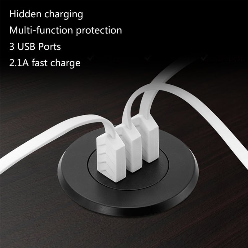 Ổ cắm sạc 3 cổng USB 5V 2.1A lắp mặt bàn âm sàn 1.5 mét (đen và trắng) - Phụ Kiện Điện Tử Việt Nam nguon sac con usb 5v-2a lap mat ban