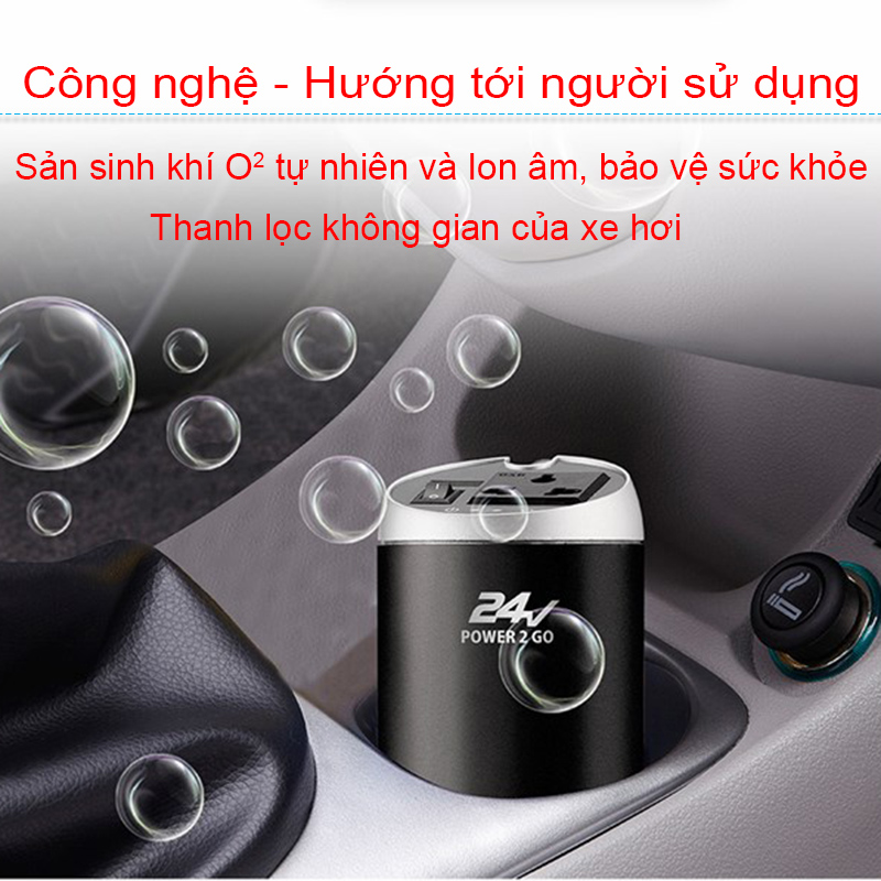 Tẩu sạc đổi nguồn cho Xe hơi, Xe khách 24V-220V 200W 1 cổng USB DC 5V-2.4A Xpower Nano O2 T200B - Phụ Kiện Điện Tử Việt Nam tau do nguon 24vdc sang 220vac và usb 5v2.4a xpower