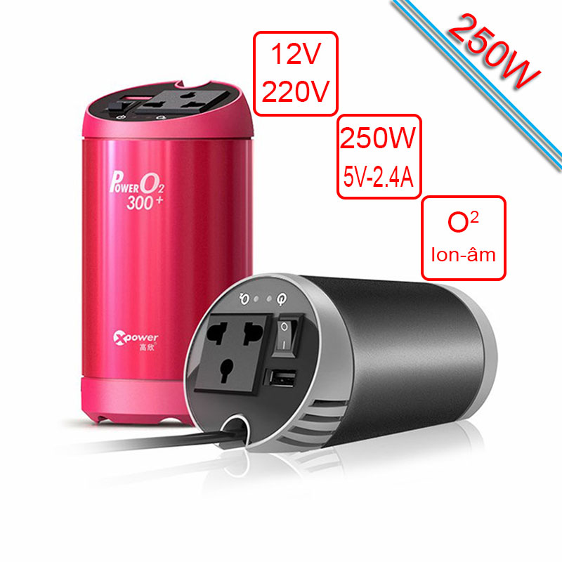 Tẩu sạc đổi nguồn 12V-220V 250W 1 cổng USB DC 5V-2.4A Xpower Nano O2 T300 - Phụ Kiện Điện Tử Việt Nam bo kich nguon 12vac ra 220vac 1 cong usb 5v-2.4a chinh hang xpower