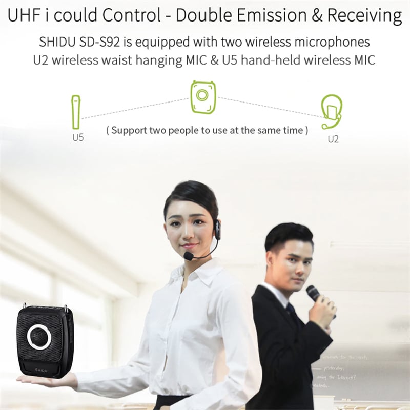 Máy micro loa trợ giảng 25W bluetooth FM 2 microphone Shidu SD-S92 - Phụ Kiện Điện Tử Việt Nam shidu sd-s92