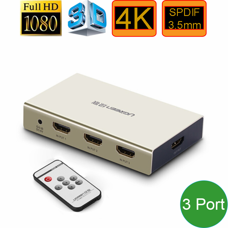 Switch 3x1 HDMI 4K 30Hz Audio SPDIF 3.5mm output Ugreen 40369 - Phụ Kiện Điện Tử Việt Nam bo chuyen mach hdmi 3 vao 1 ra ugreen 40369