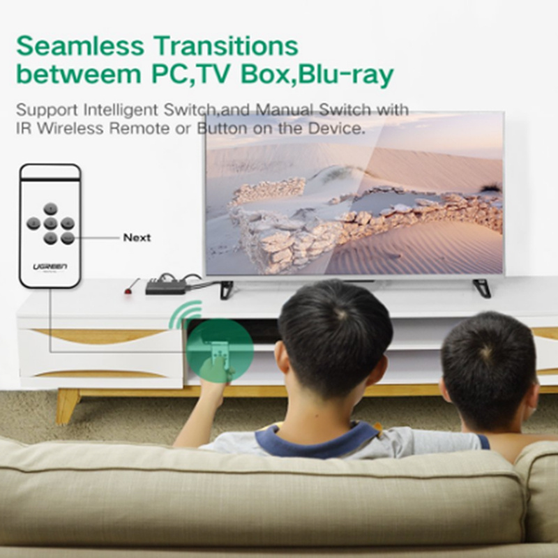 Switch HDMI 3x1 4K 30Hz Ugreen 40234 có điều khiển từ xa - Phụ Kiện Điện Tử Việt Nam bo chuyen mach hdmi 5 vào 1 ra chinh hang ugreen 40205 co dieu khien