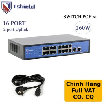 Switch mạng POE 16 cổng + 2 Uplink tốc độ 10/100Mbps  chính hãng Tshield TS-G1602FNC - Phụ Kiện Điện Tử Việt Nam