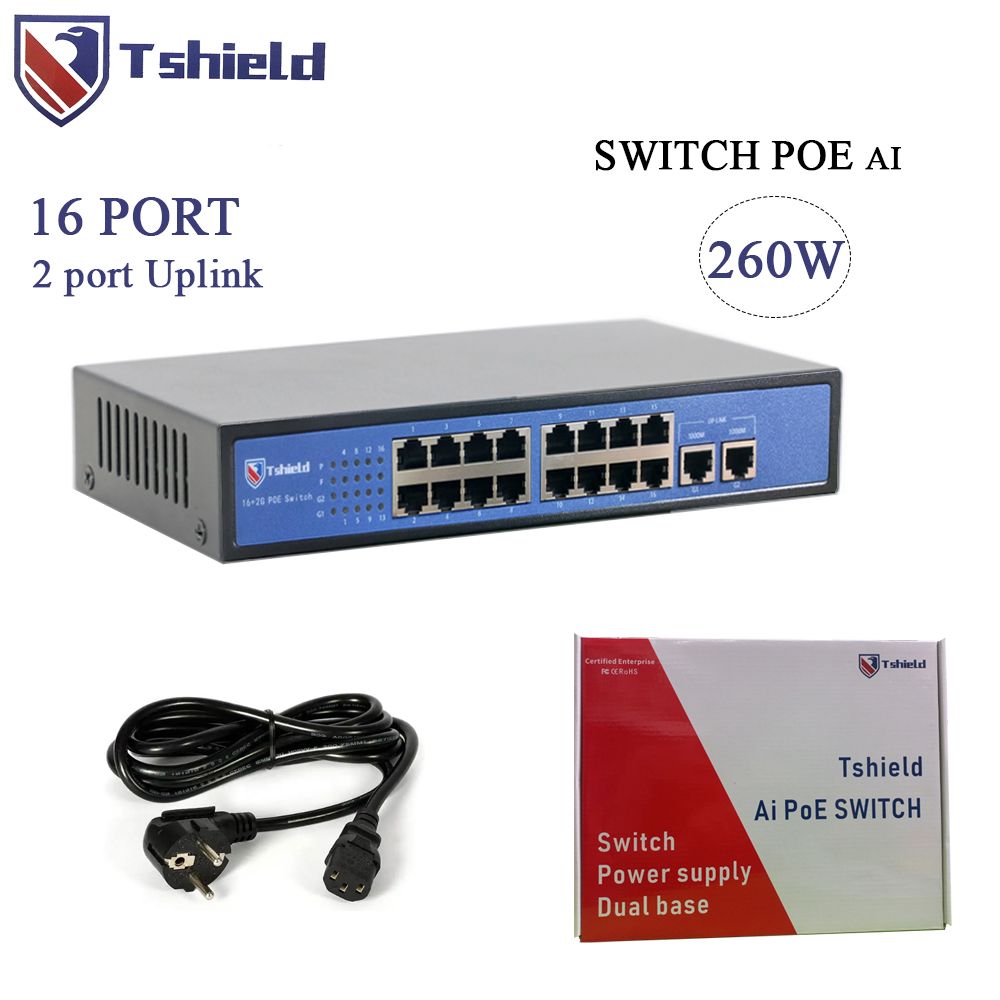Switch mạng POE 16 cổng + 2 Uplink tốc độ 10/100Mbps chính hãng Tshield TS-G1602FNC - Phụ Kiện Điện Tử Việt Nam