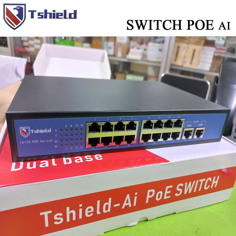 Switch mạng POE 16 cổng + 2 Uplink tốc độ 10/100Mbps chính hãng Tshield TS-G1602FNC - Phụ Kiện Điện Tử Việt Nam