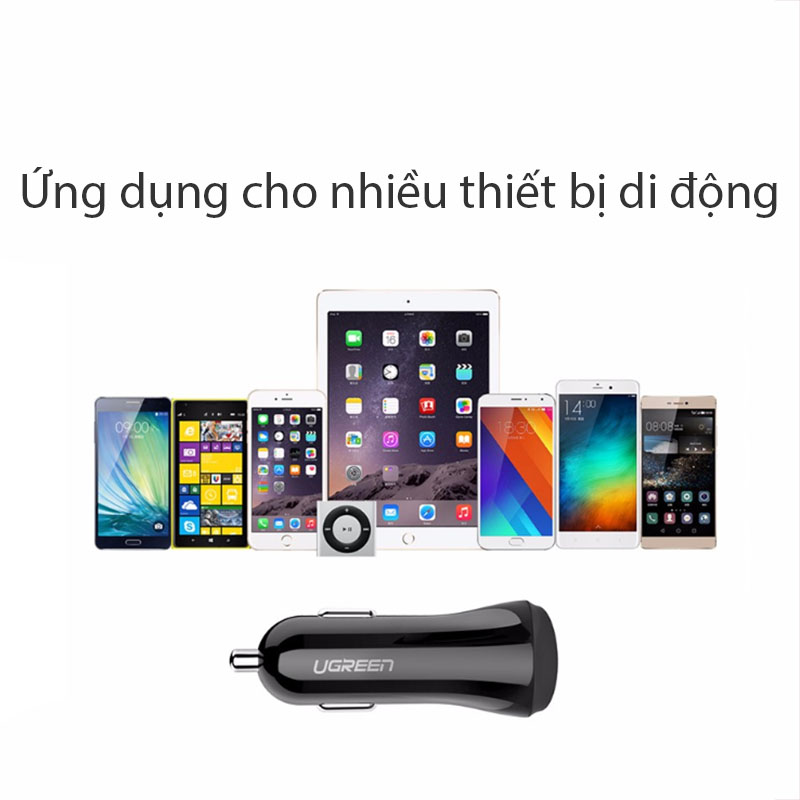 Tẩu sạc nguồn 12V 24V ra 1 port USB 5V-2.4A 1 port USB QC2.0 UGREEN 20757 20758 - Phụ Kiện Điện Tử Việt Nam sac nguon 12v/24v ra usb 5v-2.4a va qc 2.0 ugreen 20757 20758
