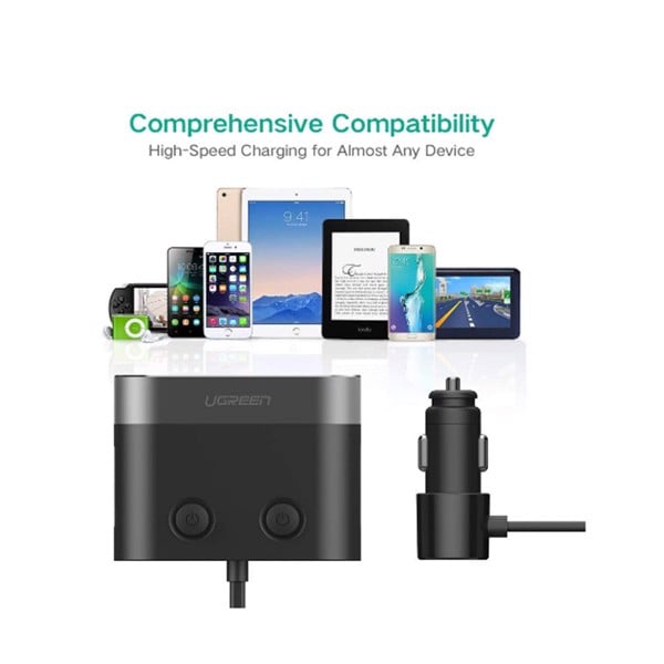 Tẩu sạc chia nguồn 12V 24V x2 2 USB DC5V-2.4A sử dụng trên xe hơi & xe khách UGREEN 30516 - Phụ Kiện Điện Tử Việt Nam tau sac doi nguon 12v 24v ra 2 usb 5v 2 tau sac tiep theo