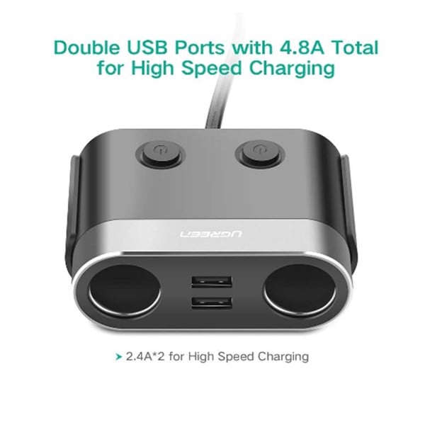 Tẩu sạc chia nguồn 12V 24V x2 2 USB DC5V-2.4A sử dụng trên xe hơi & xe khách UGREEN 30516 - Phụ Kiện Điện Tử Việt Nam tau sac doi nguon 12v 24v ra 2 usb 5v 2 tau sac tiep theo