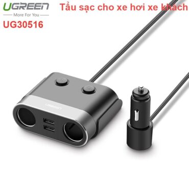 Tẩu sạc chia nguồn 12V 24V x2 2 USB DC5V-2.4A sử dụng trên xe hơi & xe khách UGREEN 30516 - Phụ Kiện Điện Tử Việt Nam