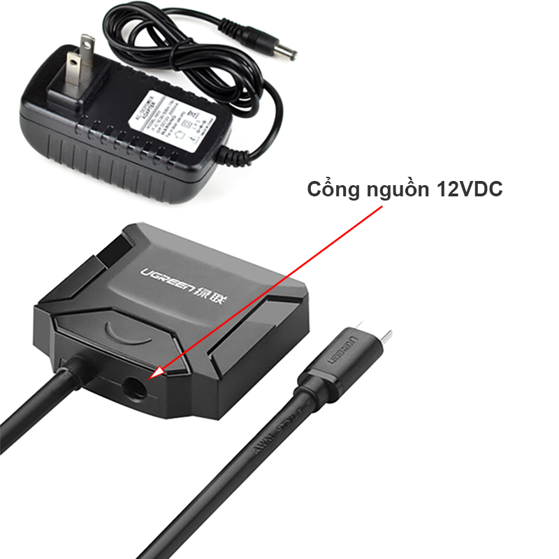 USB-C sang SATA III HDD SSD 2.5 3.5'' có cấp nguồn 12V Ugreen 40272 - Phụ Kiện Điện Tử Việt Nam usb-c sang SATA 3 Ugreen 40272