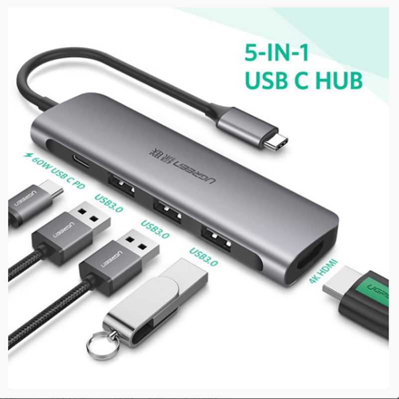 usb-c sang 3 cong usb 3.0 1 cong hdmi 4k ugreen 50529