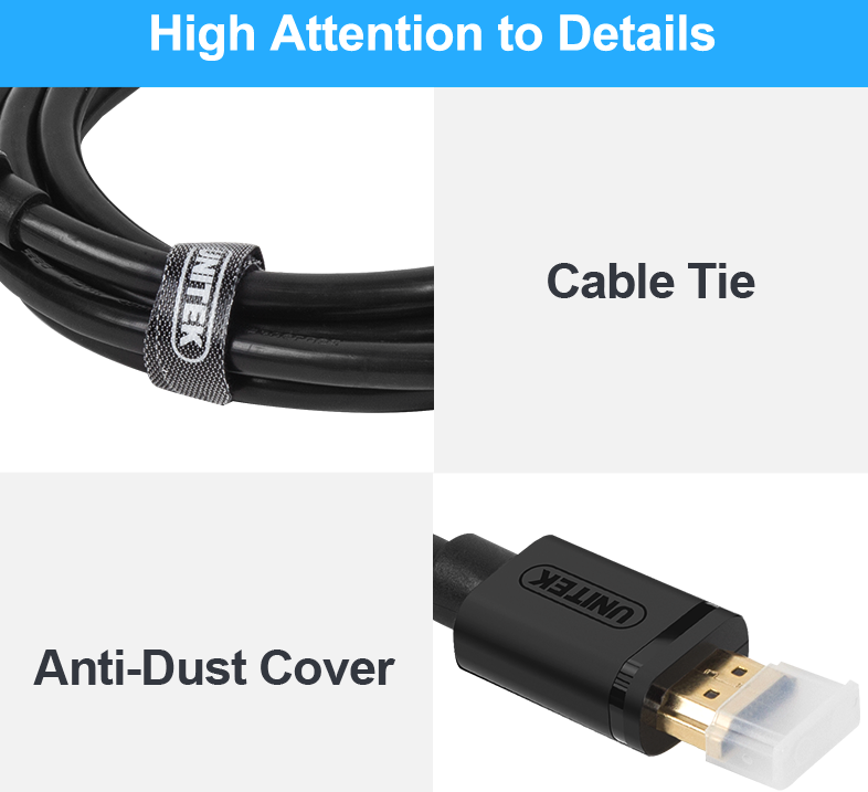 Cáp HDMI sang HDMI 2 đầu đực V1.4 4Kx2K 30Hz Unitek 1 mét đến 70m UNITEK chính hãng - Phụ Kiện Điện Tử Việt Nam Cap HDMI Unitek | Cap HDMI chính hãng giá tốt nhất Hà Nội