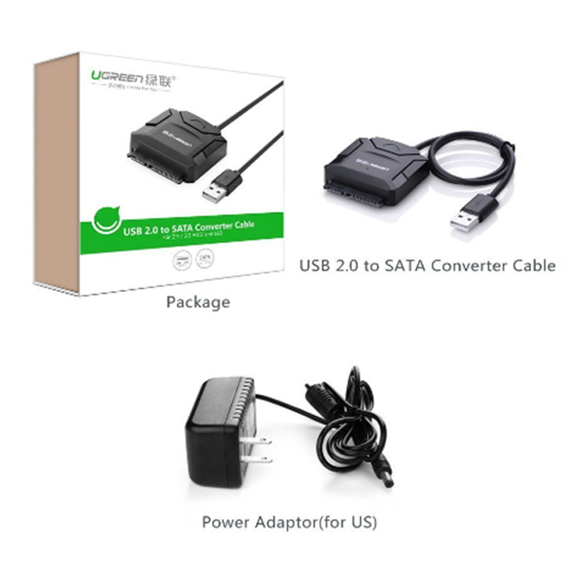 USB 2.0 ra SATA - có cấp nguồn 12V2A Dùng cho ổ cứng 2.5 3.5 inches UGREEN 20215 - Phụ Kiện Điện Tử Việt Nam usb 2.0 sang sata ugreen 20215