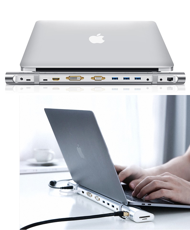 USB-C ra HDMI VGA DVI RJ45 Audio 3.5 TF SD USB 3.0 3 port USB type-C PD Ugreen 40373 - Phụ Kiện Điện Tử Việt Nam usb-c ra hdmi/dvi/vga usb 3.0/lan/audio/sd-tf ugreen 40373