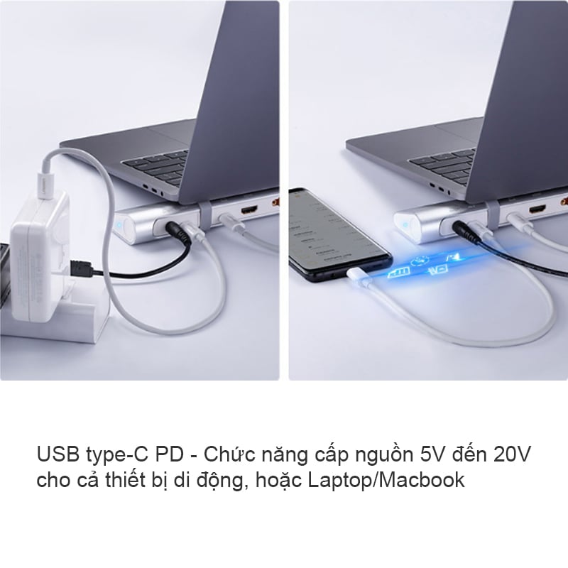 USB-C ra HDMI VGA DVI RJ45 Audio 3.5 TF SD USB 3.0 3 port USB type-C PD Ugreen 40373 - Phụ Kiện Điện Tử Việt Nam usb-c ra hdmi/dvi/vga usb 3.0/lan/audio/sd-tf ugreen 40373