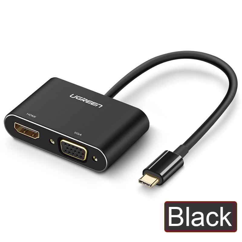 USB type-C to HDMI VGA 15Cm hỗ trợ 1080P 4K30Hz UGREEN 50317 vỏ nhôm - Phụ Kiện Điện Tử Việt Nam Cap chuyen usb-c sang hdmi và vga ugreen 50318