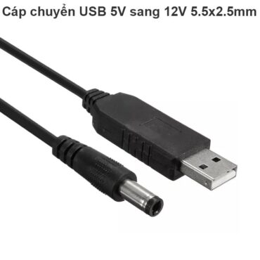 Cáp chuyển nguồn USB 5V ra DC 12V 1A chuẩn cắm 5.5x2.5mm 90Cm - Phụ Kiện Điện Tử Việt Nam
