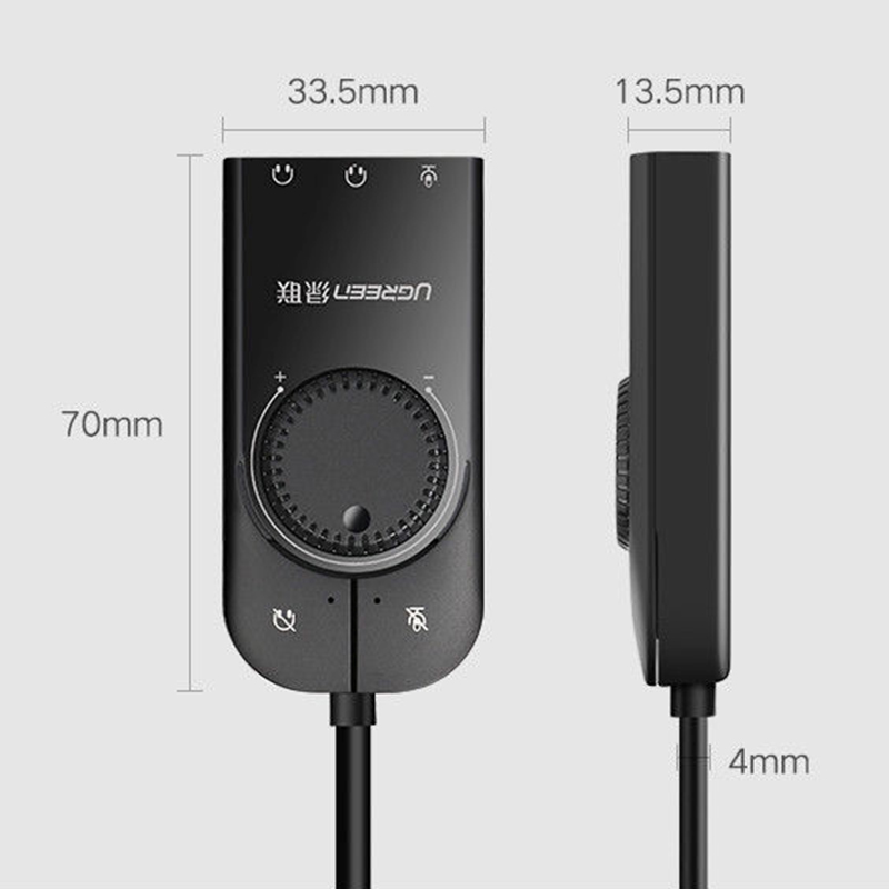 Cạc sound USB 3.5mm (micro/tai nghe) Volume control UGREEN 40964 (màu đen) - Phụ Kiện Điện Tử Việt Nam sound card USB 2.1 có dieu chinh am luong chinh hang ugreen