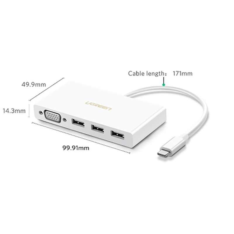 USB-C ra VGA 1080P+ 3 cổng USB 3.0 UGREEN 40375 - Phụ Kiện Điện Tử Việt Nam usb type-c ra vga usb 3.0 3 cong ugreen 40375