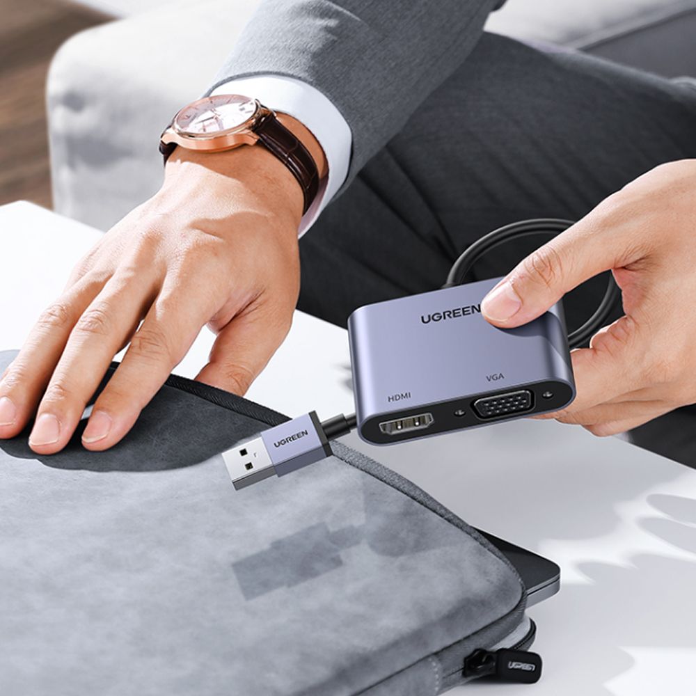 Bộ chuyển đổi USB 3.0 ra HDMI và VGA Full HD 1080P Ugreen 20518 - Phụ Kiện Điện Tử Việt Nam