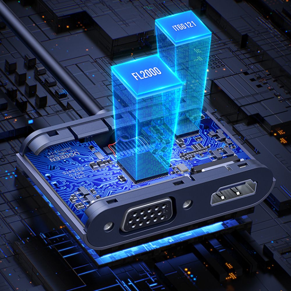 Bộ chuyển đổi USB 3.0 ra HDMI và VGA Full HD 1080P Ugreen 20518 - Phụ Kiện Điện Tử Việt Nam