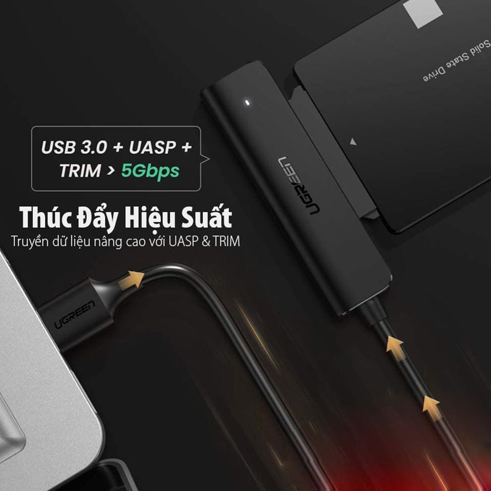 Cáp Chuyển USB 3.0 Sang SATA III Ugreen 70609, CM321 hỗ trợ ổ cứng 2.5 inch HDD SSD - Phụ Kiện Điện Tử Việt Nam Cáp Chuyển USB 3.0 Sang SATA III Ugreen 70609, CM321 hỗ trợ ổ cứng 2.5 inch HDD SSD - Phụ Kiện Điện Tử Việt Nam