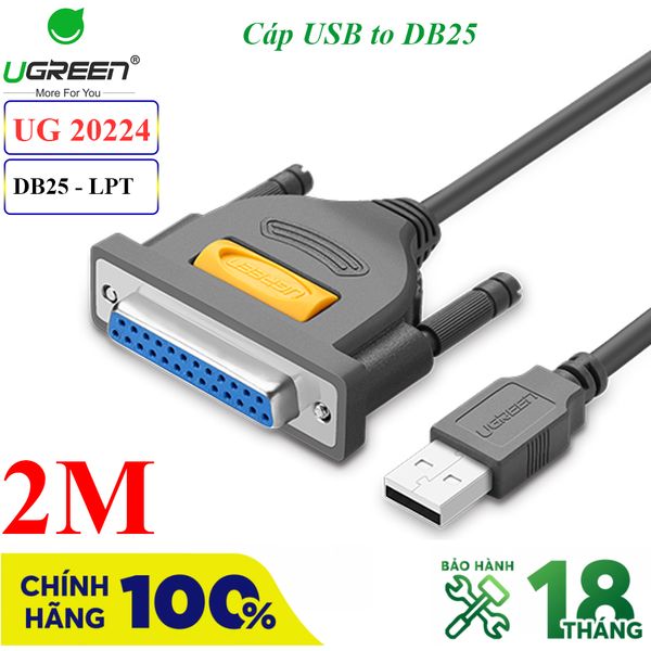 Dây cáp máy in USB to LPT DB25 Ugreen 20224 - 2m - Phụ Kiện Điện Tử Việt Nam Dây cáp máy in USB to LPT DB25 Ugreen 20224 - 2m - Phụ Kiện Điện Tử Việt Nam