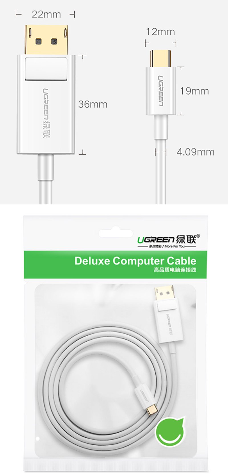 Dây cáp chuyển USB-C ra Displayport 4K60Hz 1.5 mét Ugreen 40420 - Phụ Kiện Điện Tử Việt Nam ugreen 40420 usb-c ra displayport 1.5 met