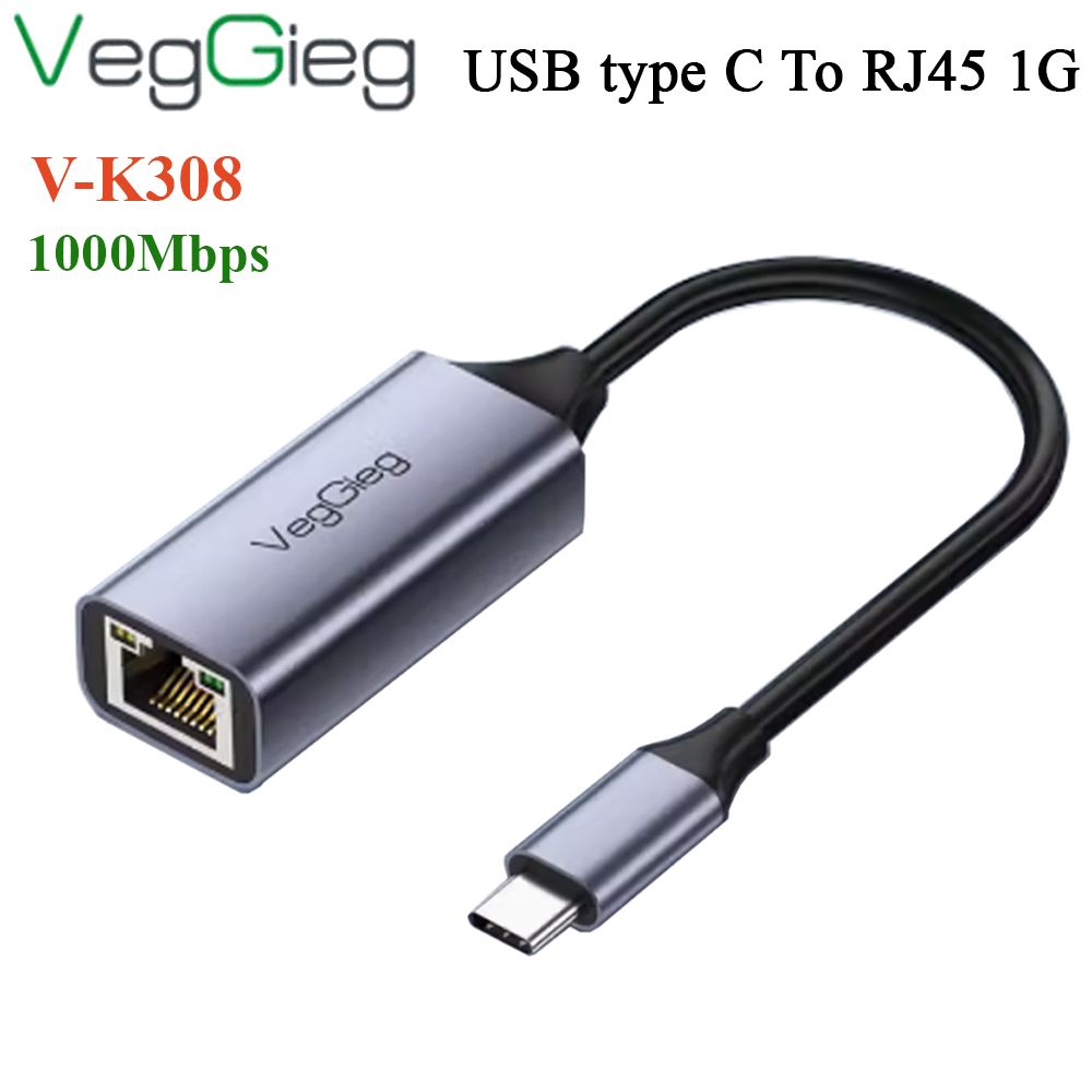 USB type C 3.1 sang RJ45 LAN 10/100/1000Mbps VegGieg V-K308 - Phụ Kiện Điện Tử Việt Nam