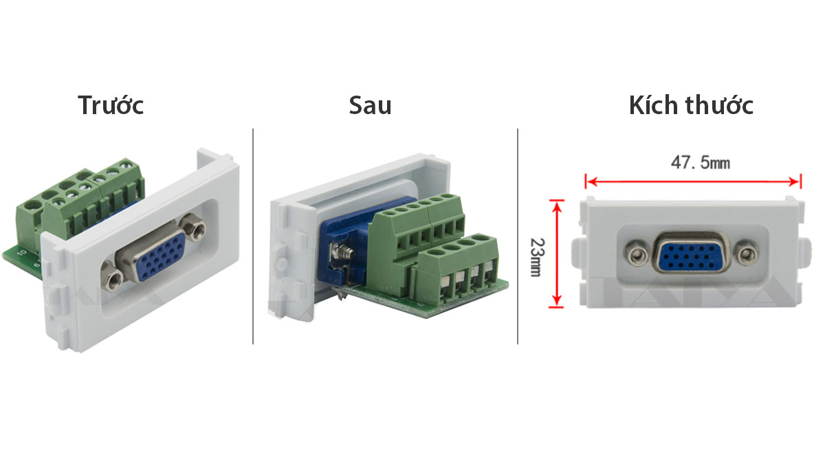 Đế VGA 3+6 âm tường loại vặn vít & Đế VGA âm tường dạng cắm trực tiếp - Phụ Kiện Điện Tử Việt Nam de bam day vga am tuong