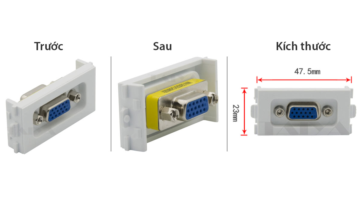 Đế VGA 3+6 âm tường loại vặn vít & Đế VGA âm tường dạng cắm trực tiếp - Phụ Kiện Điện Tử Việt Nam vga wall plate