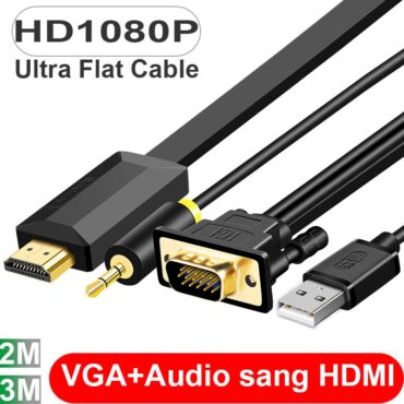 Dây cáp chuyển VGA + Audio sang HDMI 2 Mét 3 Mét full HD 1080P - Phụ Kiện Điện Tử Việt Nam