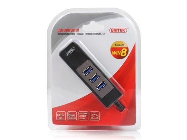 Hub USB 3.0 3Port+ Lan Gigabit Unitek Y-3045, hub phụ kiện điện tử - Phụ Kiện Điện Tử Việt Nam