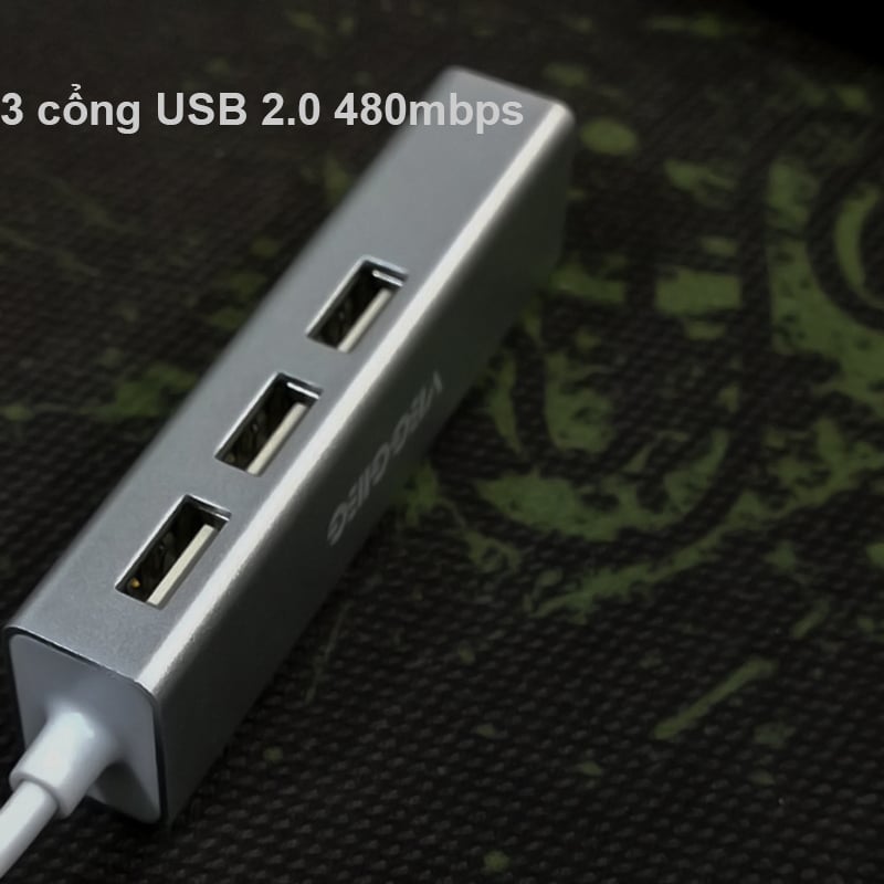 Bộ chia USB 2.0 3 cổng + LAN RJ45 100Mbps Veggieg U2-3U-S - Phụ Kiện Điện Tử Việt Nam usb hub 2.0 3 cong co cong mang lan rj45 veggieg u2-3u-s