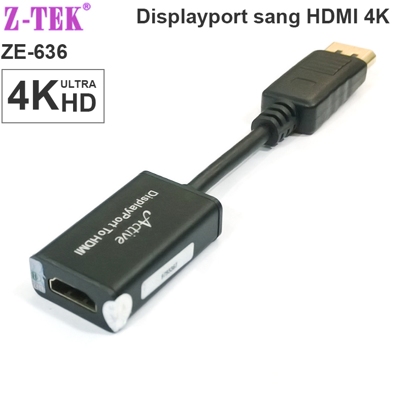Displayport to HDMI adapter 4K 20Cm Z-TEK ZE-636 - Phụ Kiện Điện Tử Việt Nam displayport sang hdmi