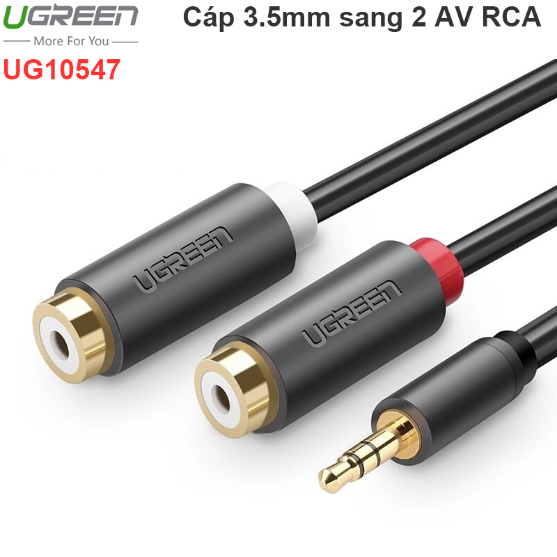 Cáp Audio 3.5mm Male to 2RCA Female 0.2m Ugreen mạ vàng 24K 10547 - Phụ Kiện Điện Tử Việt Nam ugreen 10547