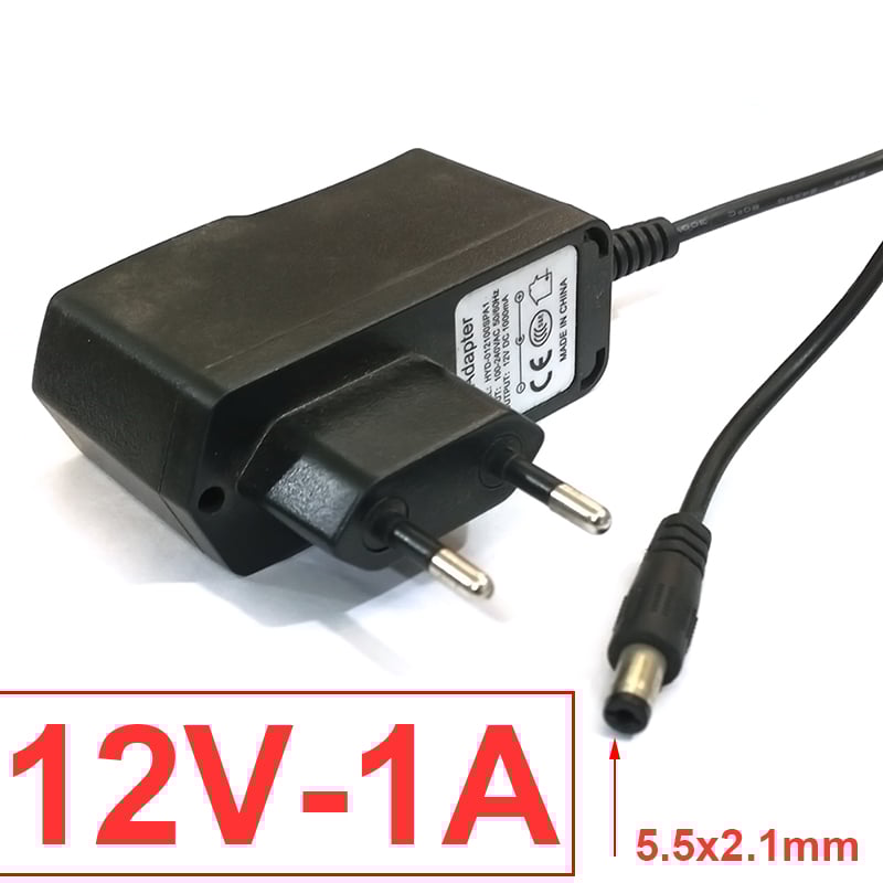 Nguồn adapter 12VDC-1A chân cắm 5.5x2.1mm và 2.5x0.7mm - Phụ Kiện Điện Tử Việt Nam