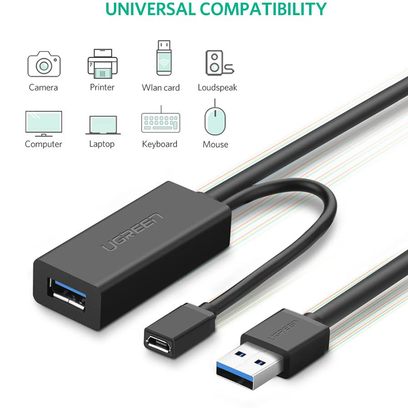Cáp nối dài USB 3.0 1 đầu đực 1 đầu cái 5M I 10M hỗ trợ cấp nguồn 5V Ugreen 20826 20827 - Phụ Kiện Điện Tử Việt Nam usb 3.0 noi dai 5 met và 10 met ugreen