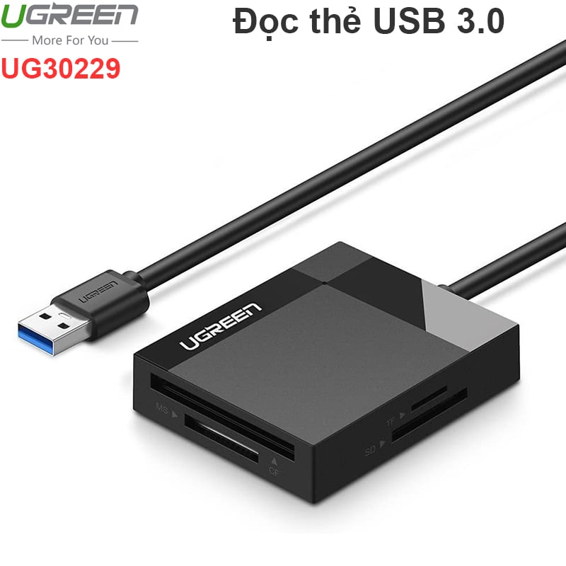 Đầu đọc thẻ nhớ CF TF SD MS USB 3.0 Ugreen 30229 - Phụ Kiện Điện Tử Việt Nam cac doc the nho cf tf sd ms ugreen 30229
