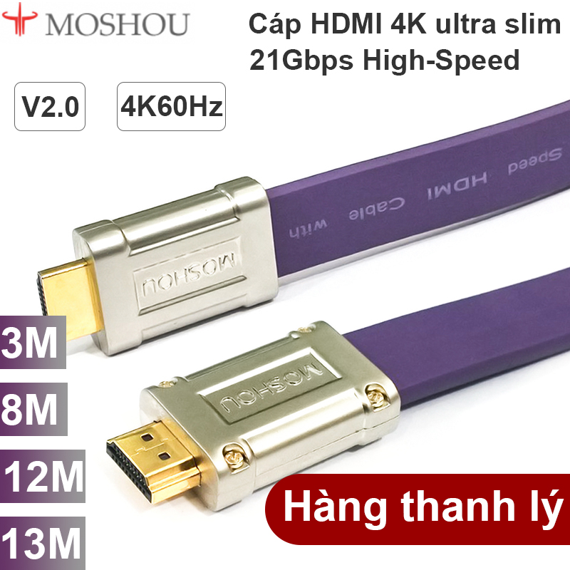 Cáp HDMI 4K 60Hz Ultra flat 21Gbps siêu chống nhiễu Moshou L1800 3M 8M 12M 13M - Phụ Kiện Điện Tử Việt Nam cap hdmi 2.0 moshou