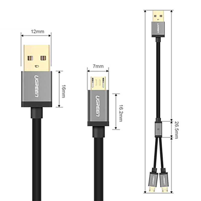 Cáp sạc và dữ liệu USB AM sang 2 Micro USB UGREEN 0.5m 40347 - Phụ Kiện Điện Tử Việt Nam ugreen 40437