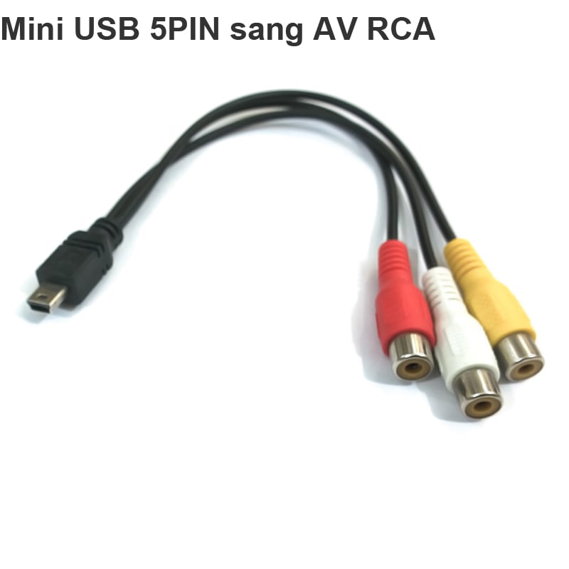 Cáp Mini USB 5PIN ra 3 RCA AV female 2 đường hình 1 đường tiếng - dùng cho USB stick KM268 - Phụ Kiện Điện Tử Việt Nam mini usb ra av rca