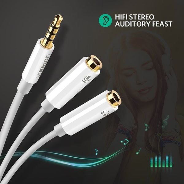 Cáp chia Audio 3.5mm ra một cổng Mic và một cổng ra Loa Ugreen 10789 (trắng) - Phụ Kiện Điện Tử Việt Nam Cáp chia Audio 3.5mm ra một cổng Mic và một cổng ra Loa Ugreen 10789 (trắng) - Phụ Kiện Điện Tử Việt Nam