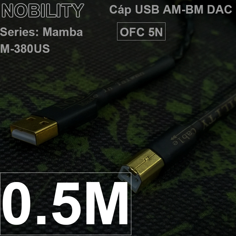 Cáp USB DAC lõi đồng tinh khiết OFC 5N mạ bạc Nobility Mamba M-380US - Phụ Kiện Điện Tử Việt Nam cap usb dac am-bm 0.5m nobility