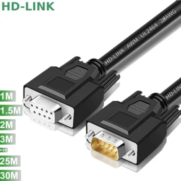 Cáp cổng COM RS232 nối thẳng đầu đực đầu cái dài từ 1m đến 30m HD-Link