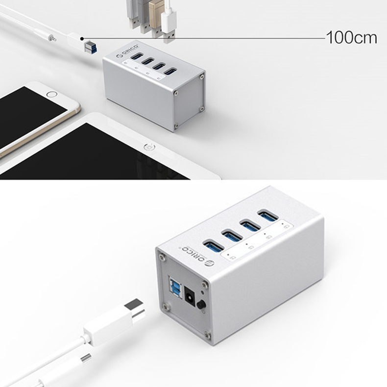 Bộ chia USB 3.0 4 cổng nguồn ngoài 12V vỏ nhôm orico A3H4 - Phụ Kiện Điện Tử Việt Nam bo chia usb 3.0 orico a3h4