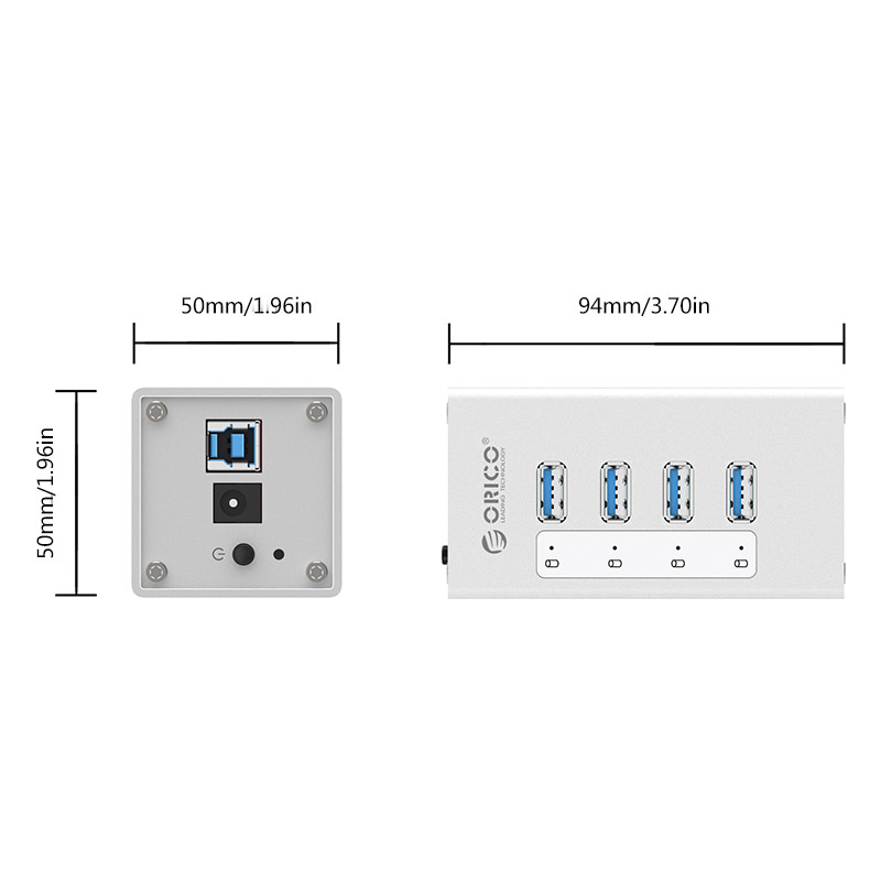 Bộ chia USB 3.0 4 cổng nguồn ngoài 12V vỏ nhôm orico A3H4 - Phụ Kiện Điện Tử Việt Nam bo chia usb 3.0 orico a3h4